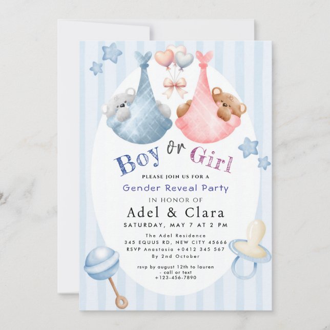 Boy or Girl Gender Reveal Invitation (Front)