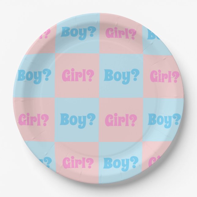 Boy or Girl Gender Reveal Paper Plate (Front)