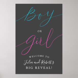 Boy Or Girl Gender Reveal Party Grey Welcome Sign