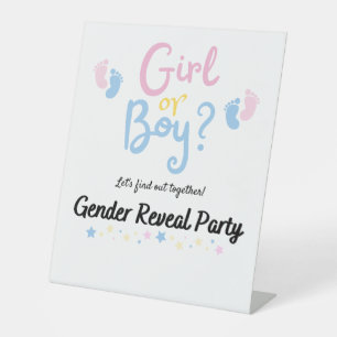 Boy or Girl? Gender Reveal Pedestal Sign