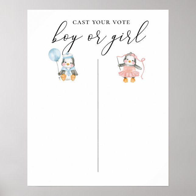 Boy or Girl. Gender reveal. Team voting board Poster (Front)