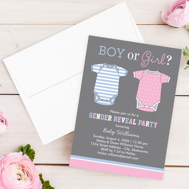 Boy or Girl Gray Baby Gender Reveal Party Invitation (Creator Uploaded)