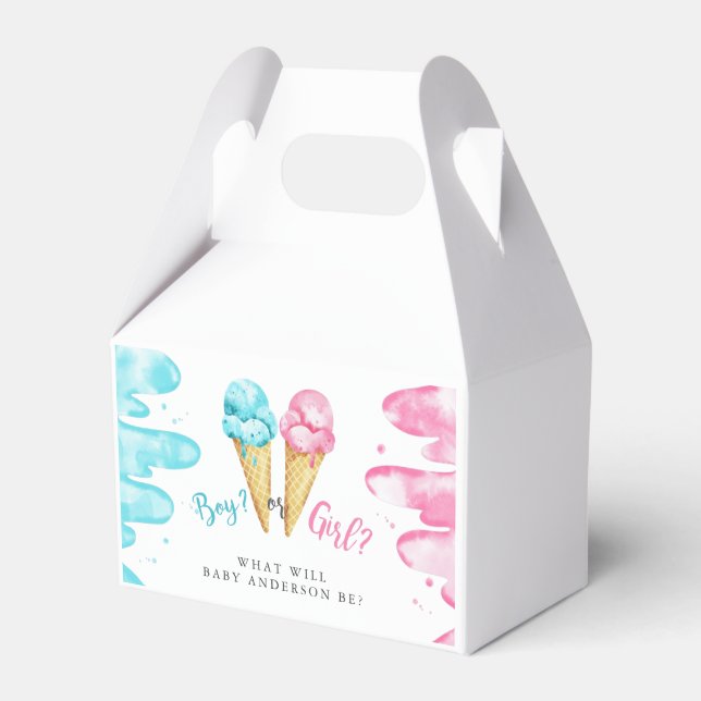 Boy or Girl Ice Cream Gender Reveal Party Favour Box (Front Side)