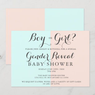 Boy or girl pink blue baby shower gender reveal invitation