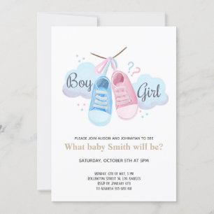 Boy or Girl Pink Blue Sneakers Gender Reveal Invitation