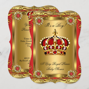Boy or Girl Royal Baby Shower Regal Red Gold Invitation