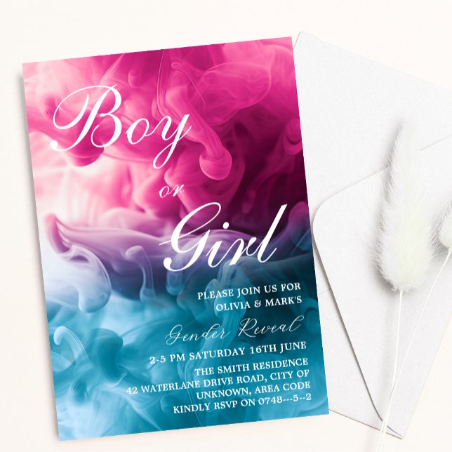 Boy or Girl Smoke Themed Baby Gender Reveal Party Invitation (Creator Uploaded)