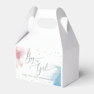 Boy or Girl Watercolor Gender Reveal Party  Favour Box