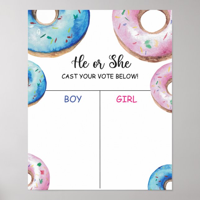 Boy or girl we doughnut know gender reveal chart (Front)