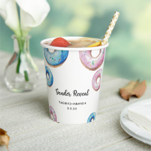 Boy or girl we doughnut know gender reveal paper cups