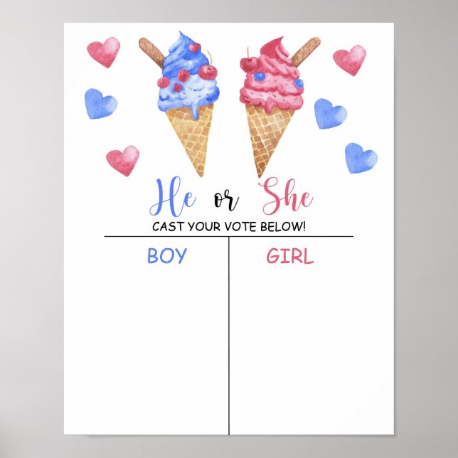 Boy or girl we know gender reveal chart (Front)