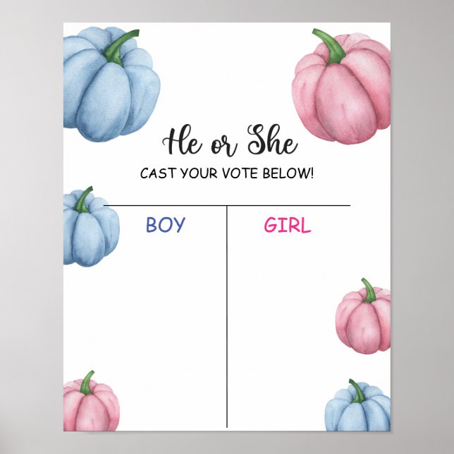 Boy or girl we PUMPKIN know gender reveal chart (Front)