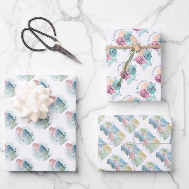 Boy or Girl with Baby Dinosaurs  Wrapping Paper Sheet (Front)