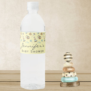 Boy or Girl Yellow Cute Baby Shower Water Bottle Label
