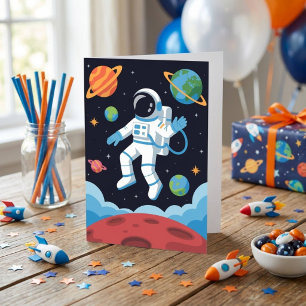 Boy Outer Space Astronaut Birthday Card