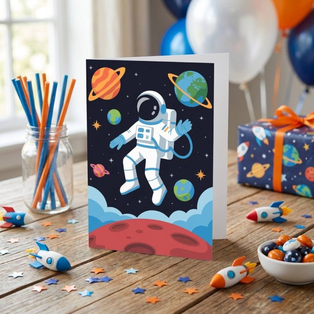 Boy Outer Space Astronaut Birthday  Card (Creator Uploaded)