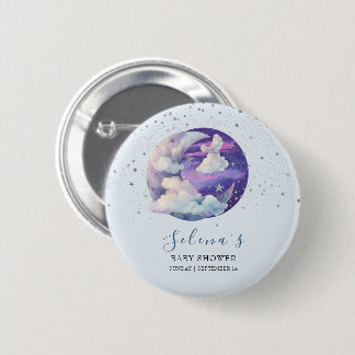 Boy Over the Moon Modern Baby Shower 6 Cm Round Badge