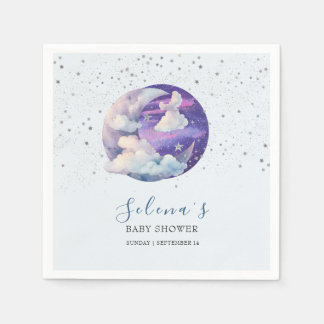 Boy Over the Moon Modern Baby Shower Napkin