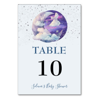 Boy Over the Moon Modern Baby Shower Table Number