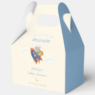 Boy Over The Moon Sky Rocket Bear Baby Shower Favour Box
