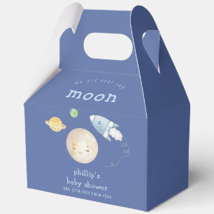 Boy Over The Moon Spaceship Rocket Baby Shower Favour Box