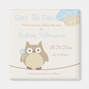 Boy Owl Baby Shower Save The Date Magnet