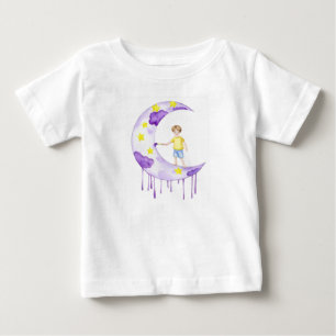 Boy Painting Crescent Moon  Baby T-Shirt