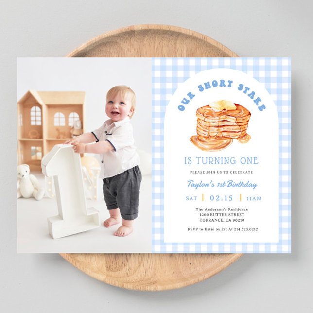 Boy Pancake Breakfast Birthday Party Photo Invitation (Creator Uploaded)