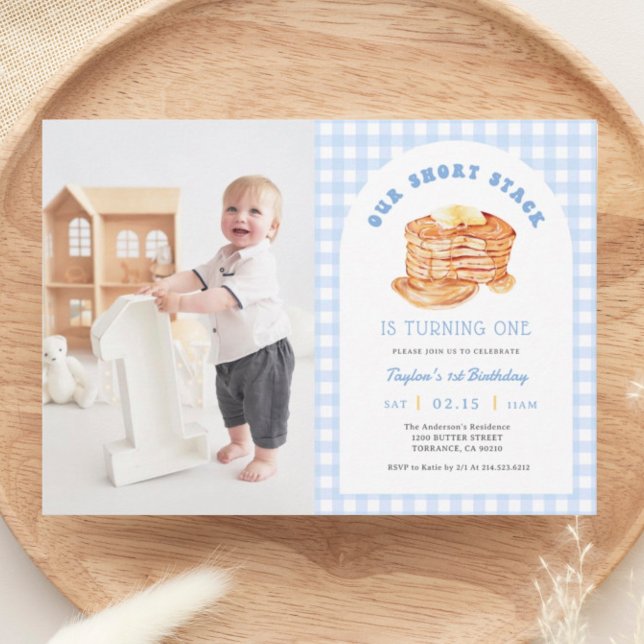 Boy Pancake Breakfast Birthday Party Photo Invitation (Creator Uploaded)