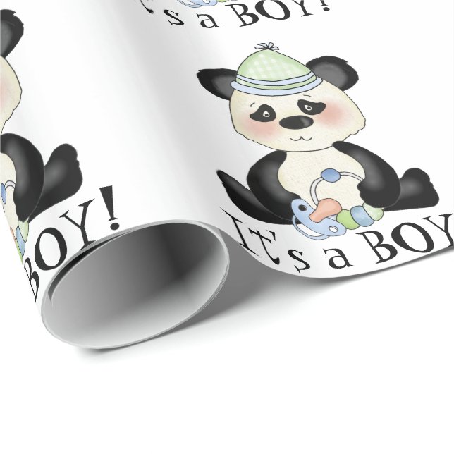 Boy Panda Bear wrapping paper (Roll Corner)