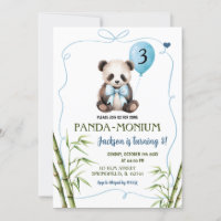 Boy Panda with Bow Blue Handdrawn Birthday