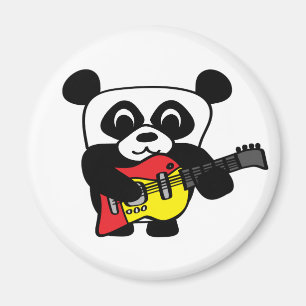 Boy Panda with Electric Guitar Magnet