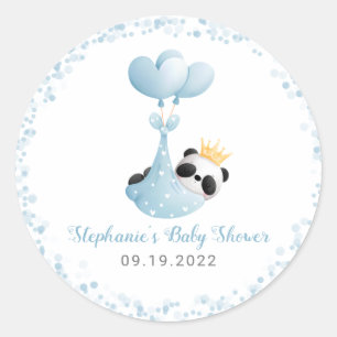 Boy Panta Bear Blue Baby Shower Classic Round Sticker