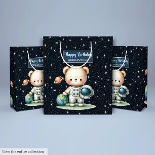 Boy Party Gift Bag with Cute Astronaut Teddy