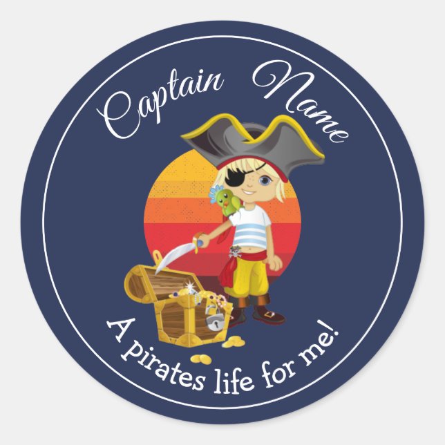 Boy Party Pirate   Classic Round Sticker (Front)