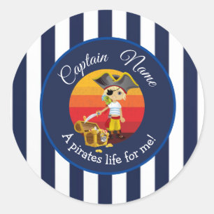 Boy Party Pirate Classic Round Sticker
