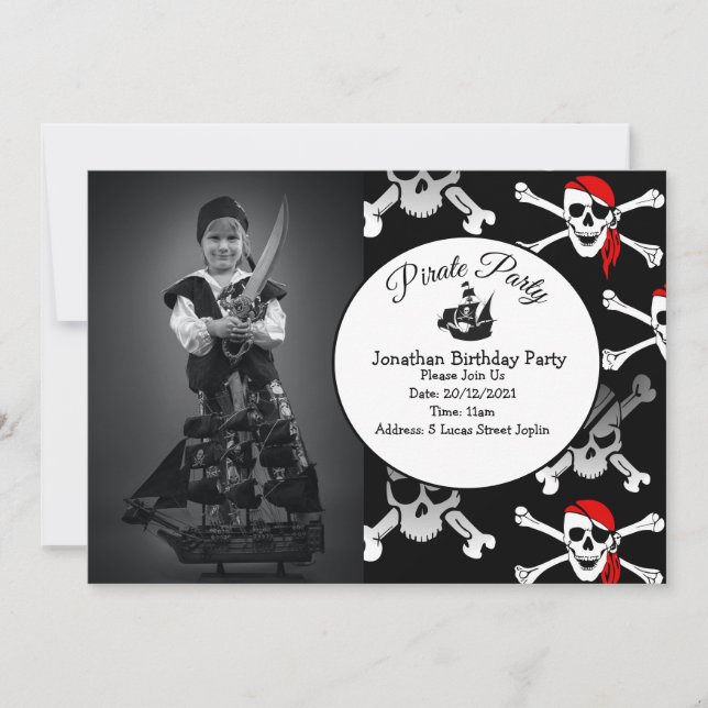 Boy Party Pirate Invitation (Front)