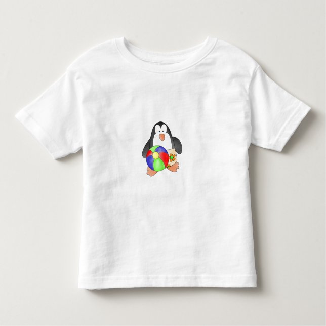 Boy Penguin at the Beach Toddler T-Shirt (Front)