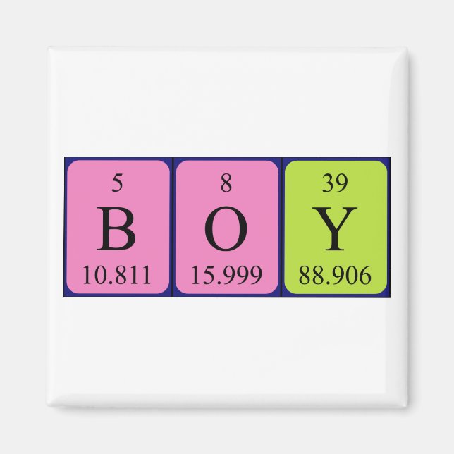 Boy periodic table name magnet (Front)