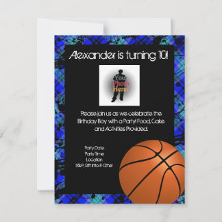 Boy Personalised Basketball B-Day Party Invitation