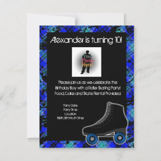 Boy Personalised Roller Skating Party Invitation