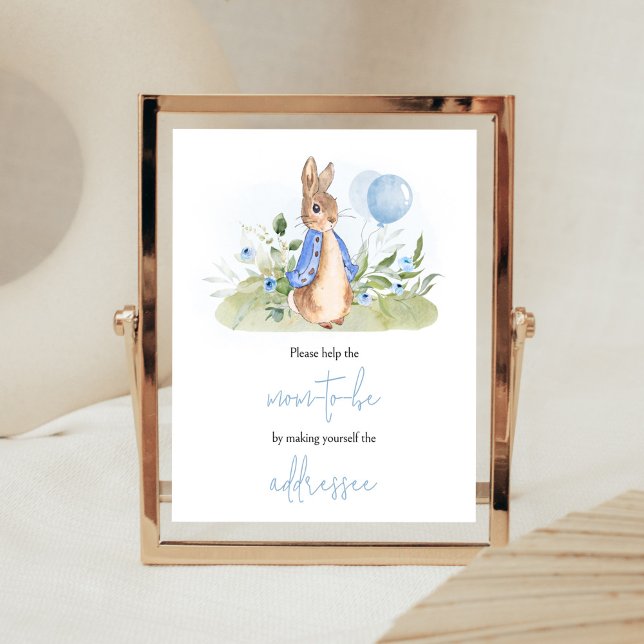 Boy Peter Rabbit Baby Shower Envelope Station Poster (Peter Rabbit Balloon Spring Baby Shower Envelope Station Sign)