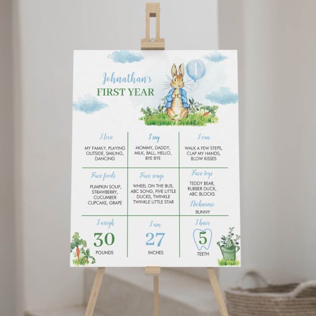 Boy Peter Rabbit Birthday Milestone Poster (Creator Uploaded)