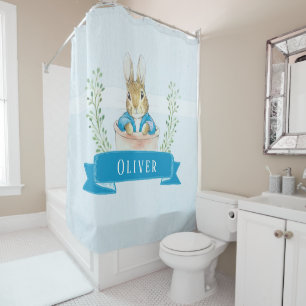 Boy Peter Rabbit Blue Custom Shower Curtain