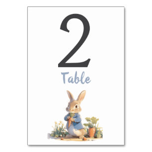 Boy Peter The Rabbit Classic Blue Baby Shower Table Number