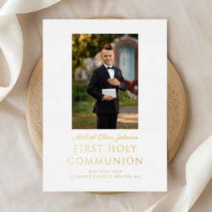 Boy Photo Script First Holy Communion Gold