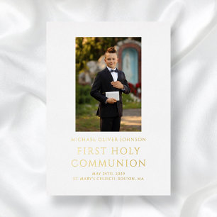 Boy Photo White First Holy Communion Gold