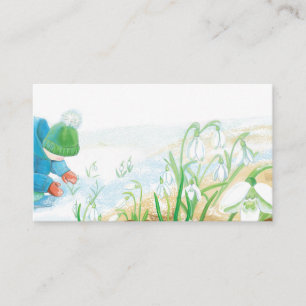 Boy Picking Snowdrops Illustration Enclosure Card