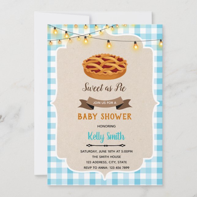 Boy pie birthday shower invitation (Front)