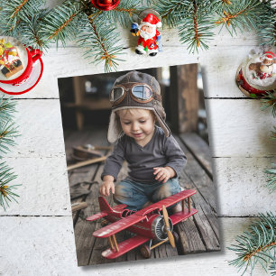 Boy Pilot & Aeroplane Funny Christmas Custom Photo Postcard
